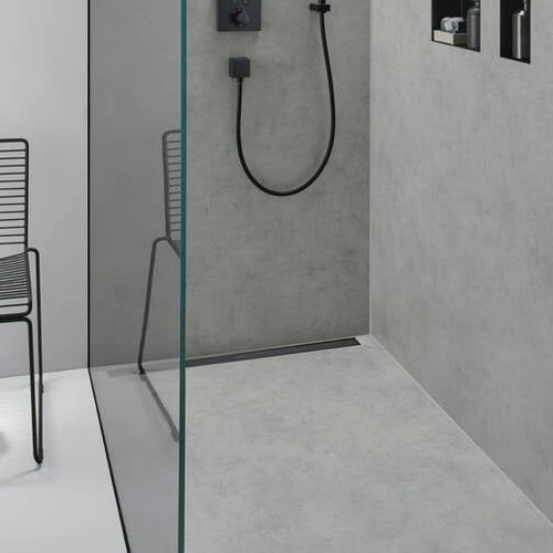 Immagine di Hansgrohe RAINDRAIN MATCH canalina doccia lineare 100 cm, con cornice ad altezza regolabile, finitura cromo 56041000