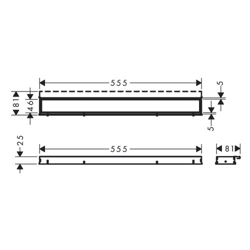Immagine di Hansgrohe RAINDRAIN MATCH canalina doccia lineare 60 cm, con cornice ad altezza regolabile, finitura cromo 56036000