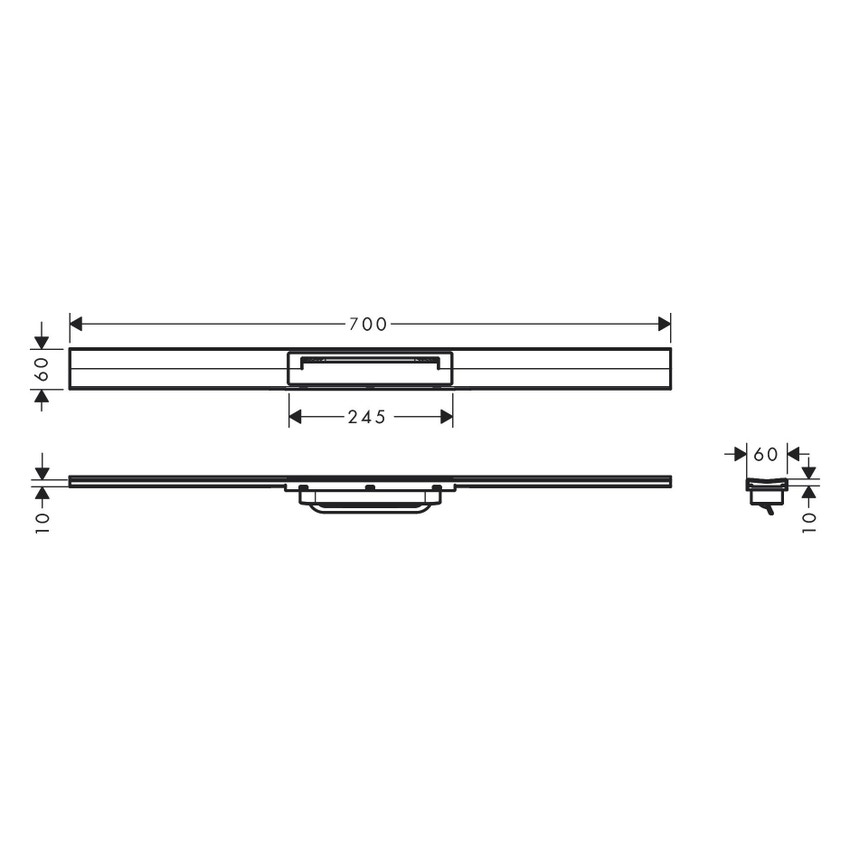 Immagine di Hansgrohe RAINDRAI FLEX canalina doccia lineare 70 cm, lunghezza rifilabile, finitura cromo 56043000