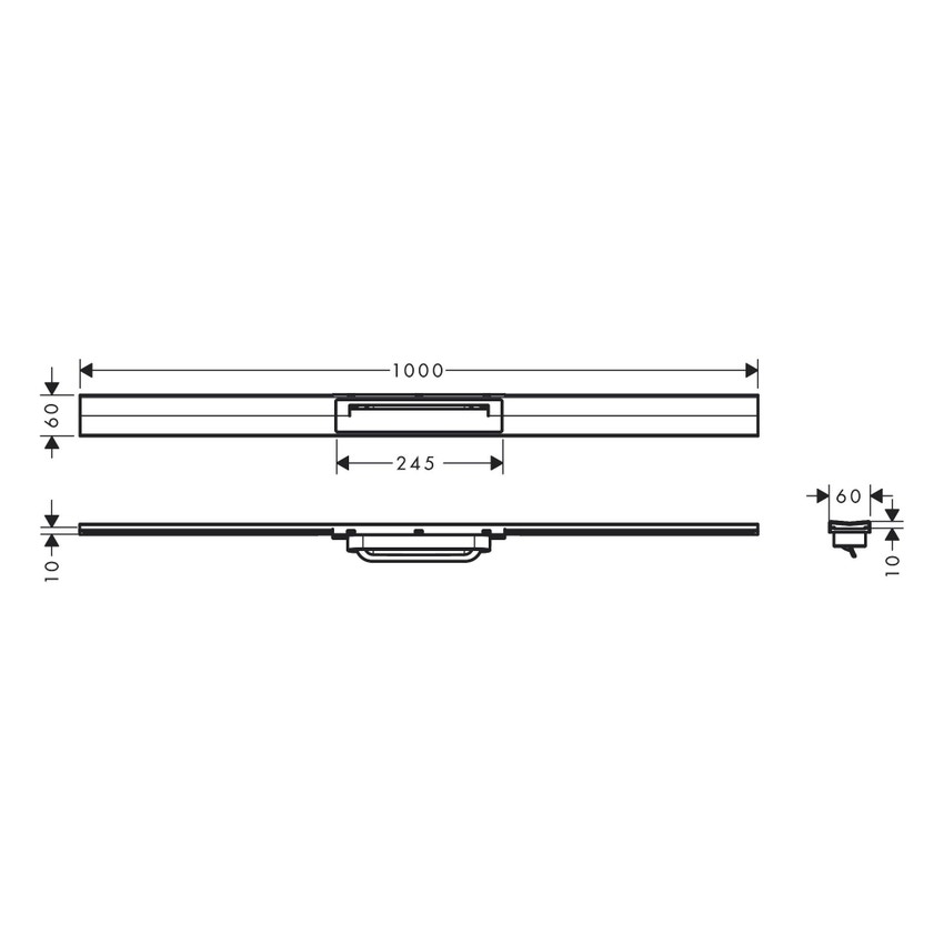 Immagine di Hansgrohe RAINDRAI FLEX canalina doccia lineare 100 cm, lunghezza rifilabile, finitura cromo 56046000