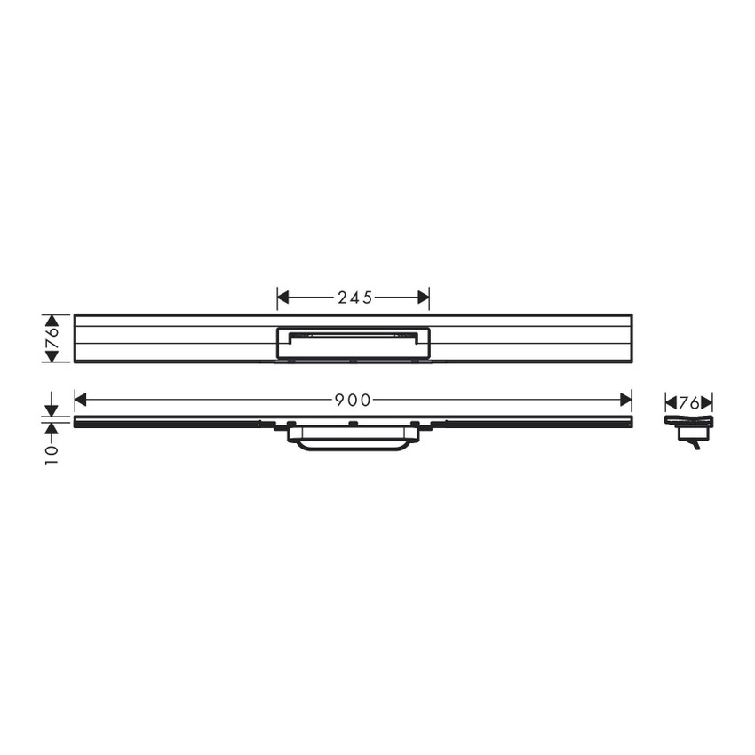 Immagine di Hansgrohe RAINDRAIN FLEX canalina doccia 90 cm, lunghezza rifilabile per montaggio filo muro, finitura cromo 56052000