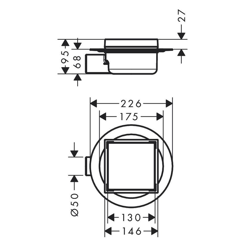 Immagine di Hansgrohe RAINDRAIN SPOT scarico doccia a pozzetto con grata 15 cm, reversibile e piastrellabile, finitura acciaio inox 56112800