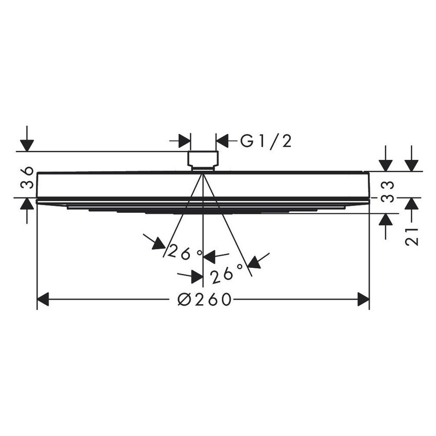 Immagine di Hansgrohe PULSIFY soffione 260, 1 jet, finitura cromo 24140000