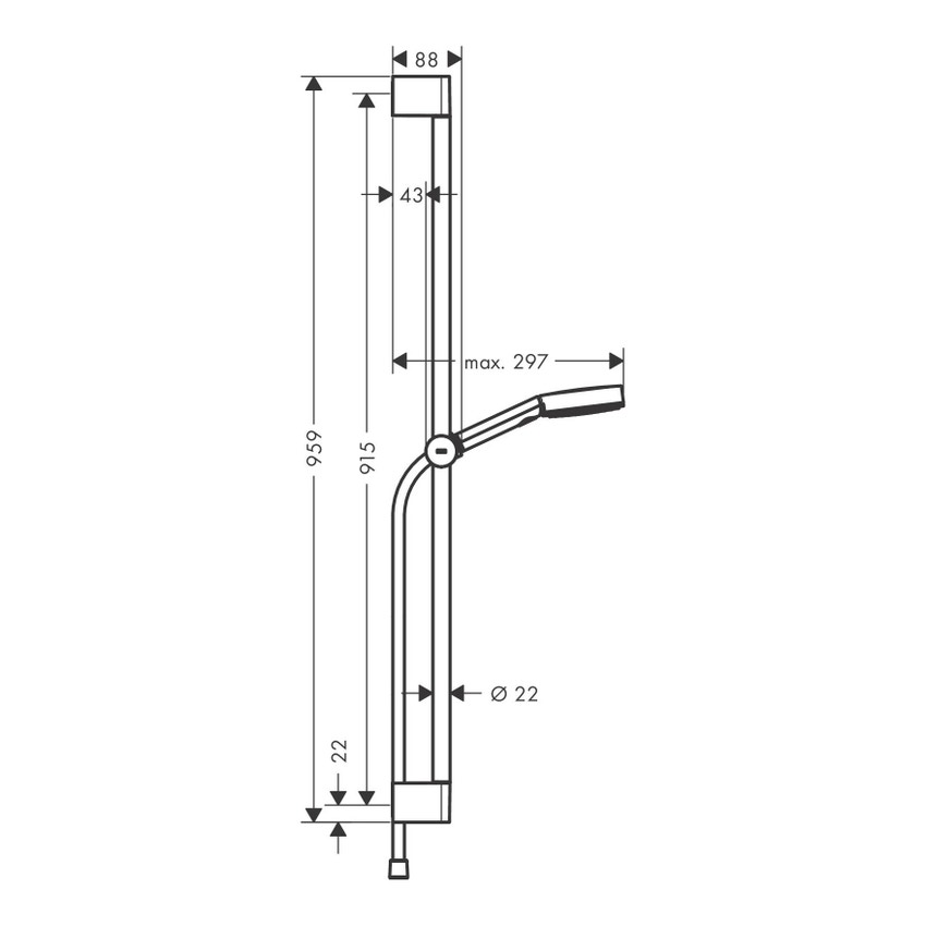 Hansgrohe Relax 67 cm PULSIFY SELECT set doccia 105, 3 jet, Relax, con asta  doccia 67 cm, finitura cromo - 24160000