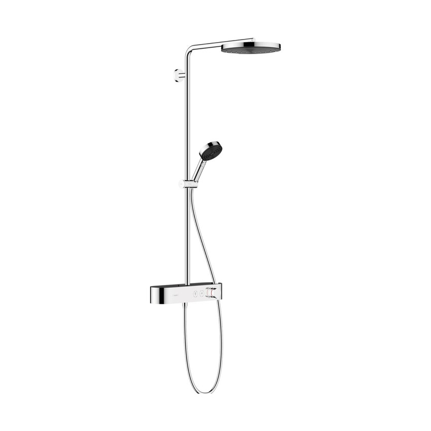 Immagine di Hansgrohe PULSIFY showerpipe 260, 1 jet, EcoSmart, con ShowerTablet Select 400, finitura cromo 24221000