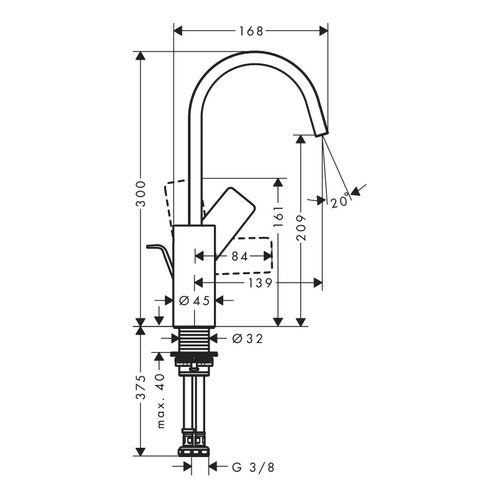 Immagine di Hansgrohe VIVENIS miscelatore monocomando lavabo 210, con bocca orientabile e salterello, finitura cromo 75030000