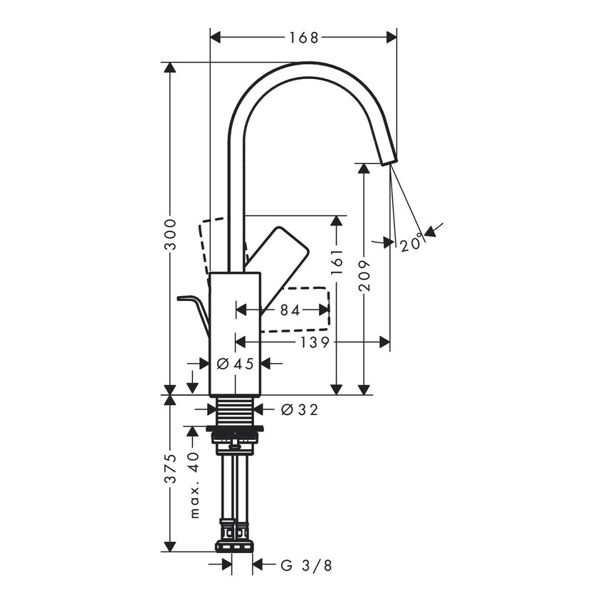 Immagine di Hansgrohe VIVENIS miscelatore monocomando lavabo 210, con bocca orientabile e salterello, finitura cromo 75030000