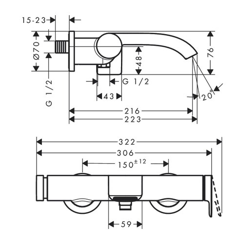 Immagine di Hansgrohe VIVENIS miscelatore monocomando vasca esterno, finitura cromo 75420000