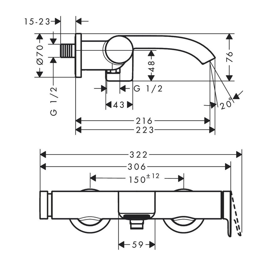 Immagine di Hansgrohe VIVENIS miscelatore monocomando vasca esterno, finitura cromo 75420000