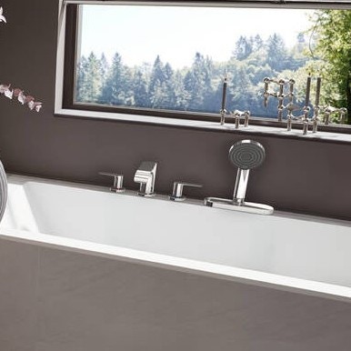 Immagine di Hansgrohe VIVENIS rubinetteria 4 fori bordo vasca, con sBox, finitura cromo 75444000