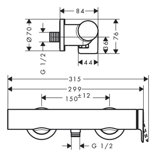 Immagine di Hansgrohe VIVENIS miscelatore monocomando doccia esterno, finitura cromo 75620000