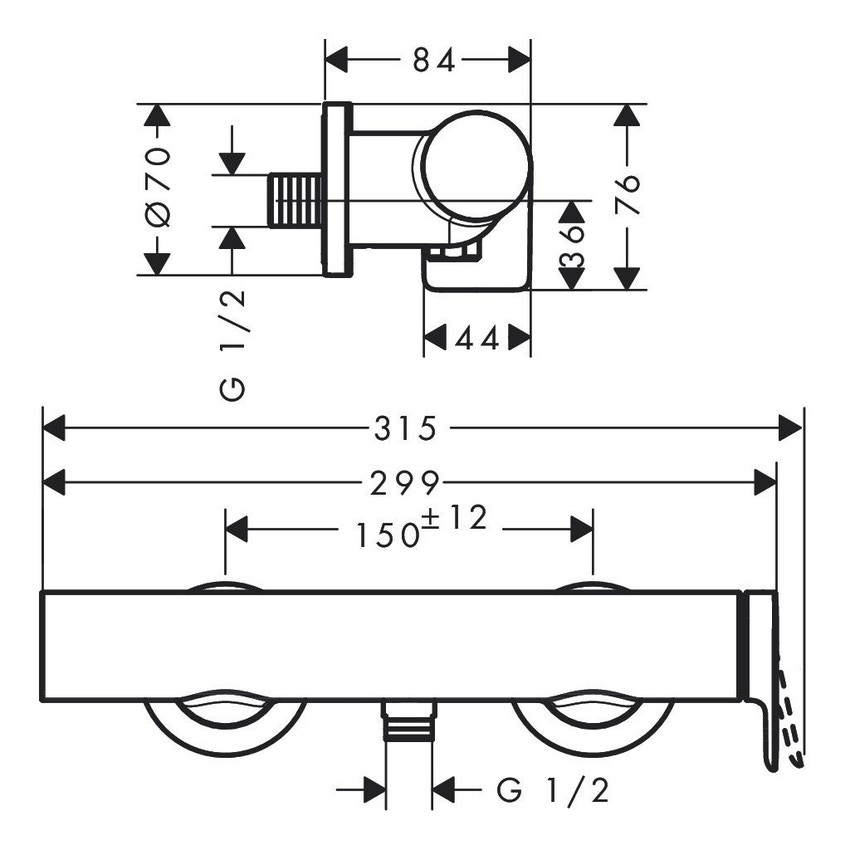 Immagine di Hansgrohe VIVENIS miscelatore monocomando doccia esterno, finitura cromo 75620000