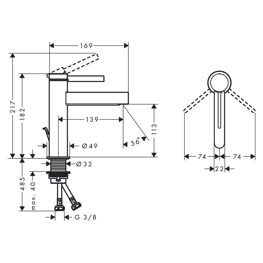 Immagine di Hansgrohe FINORIS miscelatore monocomando lavabo 110, con salterello, finitura cromo 76020000