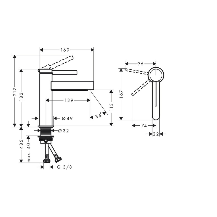 Immagine di Hansgrohe FINORIS miscelatore monocomando lavabo 110, CoolStart con piletta push-open, finitura cromo 76024000