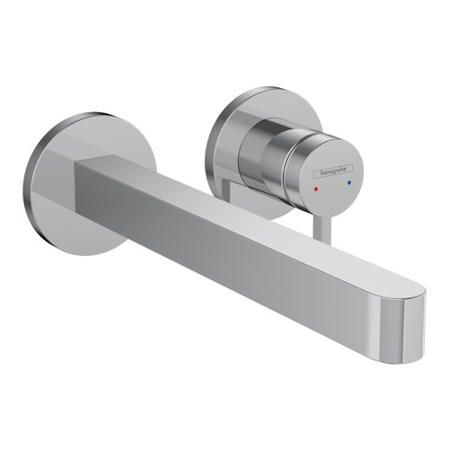 Immagine di Hansgrohe FINORIS miscelatore monocomando lavabo, da incasso, a parete, con bocca di erogazione 22,5 cm, finitura cromo 76050000