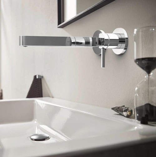 Immagine di Hansgrohe FINORIS miscelatore monocomando lavabo, da incasso, a parete, con bocca di erogazione 22,5 cm, finitura cromo 76050000