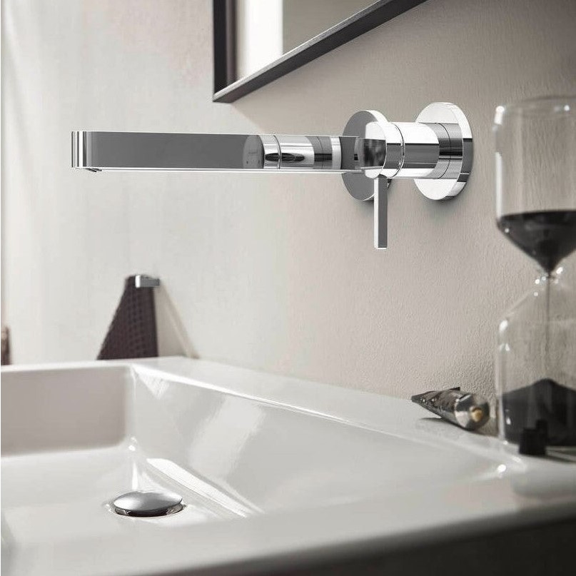 Immagine di Hansgrohe FINORIS miscelatore monocomando lavabo, da incasso, a parete, con bocca di erogazione 22,5 cm, finitura cromo 76050000