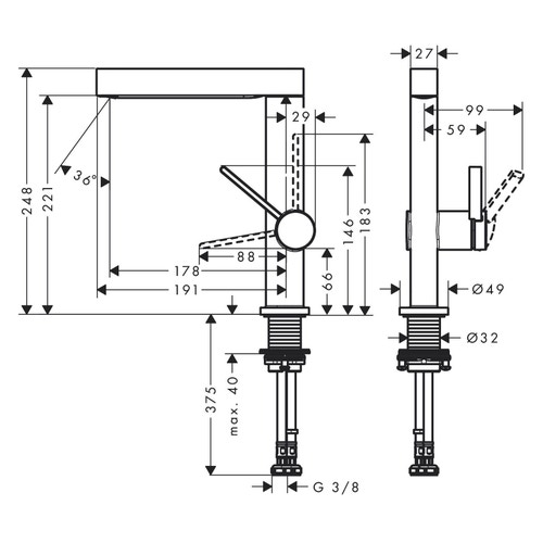 Immagine di Hansgrohe FINORIS miscelatore monocomando lavabo 230, con bocca erogazione girevole e piletta push-open, finitura cromo 76060000