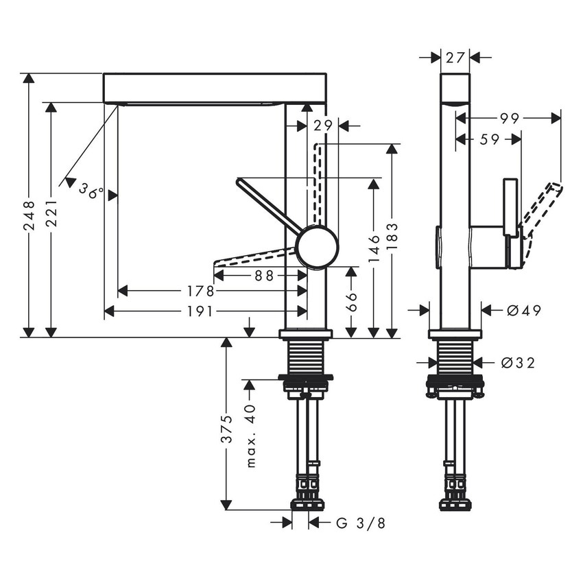 Immagine di Hansgrohe FINORIS miscelatore monocomando lavabo 230, con bocca erogazione girevole e piletta push-open, finitura cromo 76060000