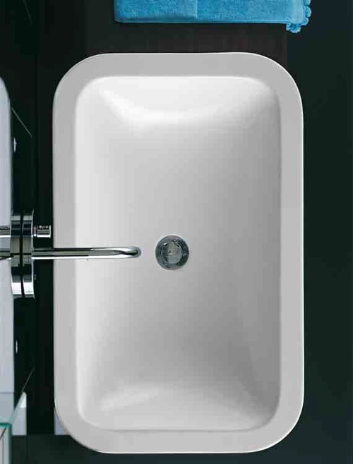 Immagine di Pozzi Ginori Q3 bacinella da appoggio rettangolare 70, senza piano rubinetteria, bianco 43112000