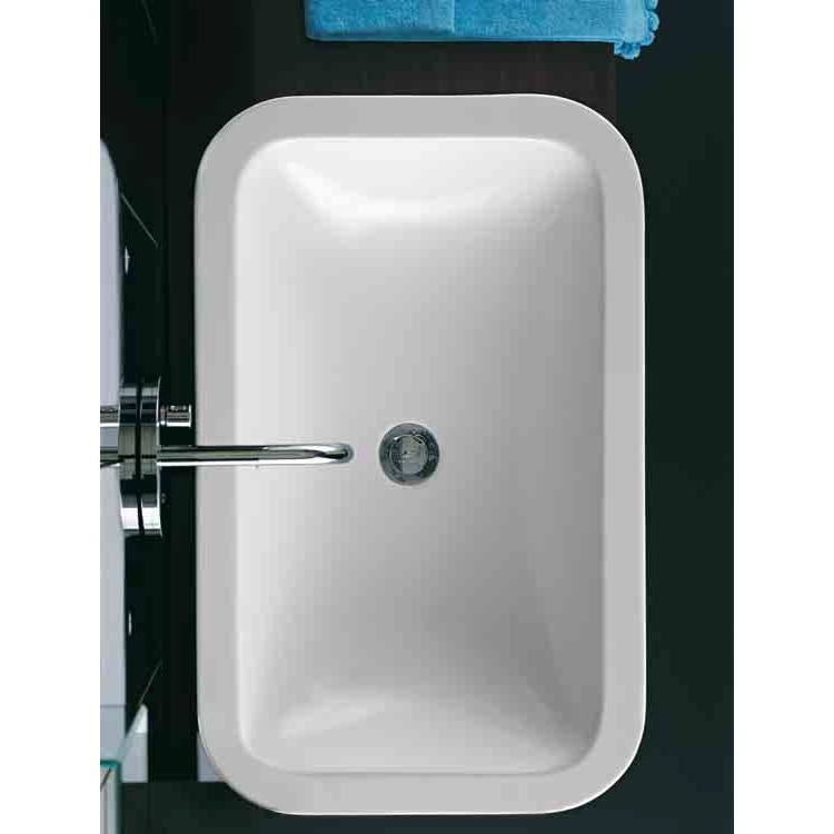 Immagine di Pozzi Ginori Q3 bacinella da appoggio rettangolare 70, senza piano rubinetteria, bianco 43112000