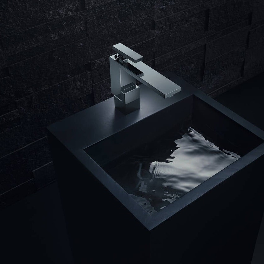 Immagine di Axor EDGE miscelatore monocomando lavabo 130, con set di scarico push-open, finitura cromo 46010000