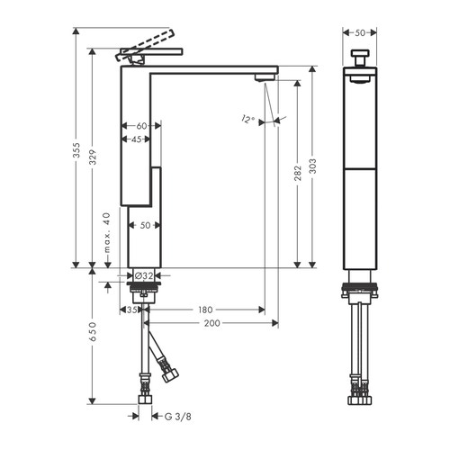 Immagine di Axor EDGE miscelatore monocomando lavabo 280, con set di scarico push-open, finitura cromo 46030000