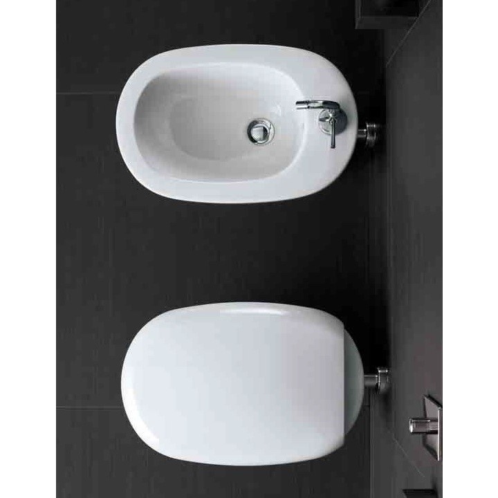 Immagine di Pozzi Ginori Quinta vaso con scarico a pavimento (S) completo di sedile, bianco  03340000