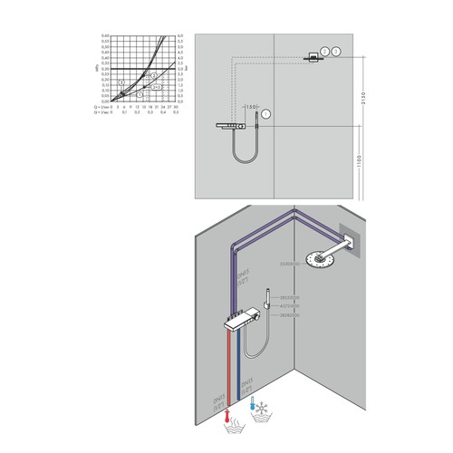 Immagine di Axor EDGE miscelatore termostatico esterno, ad incasso, per 3 utenze, con taglio a diamante, finitura cromo 46141000
