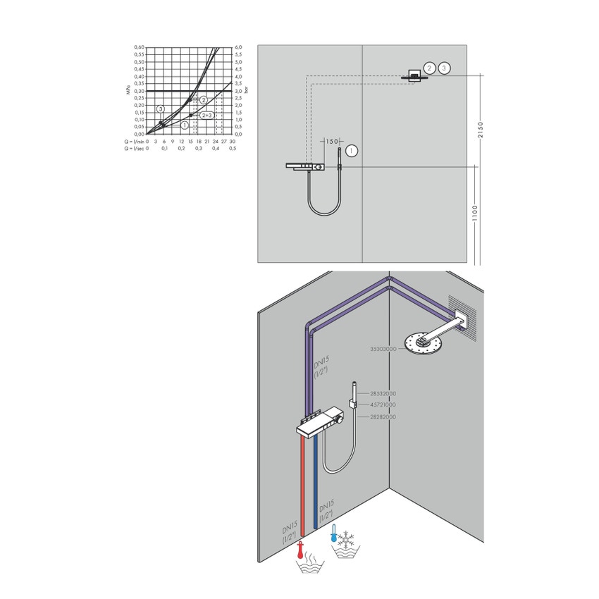 Immagine di Axor EDGE miscelatore termostatico esterno, ad incasso, per 3 utenze, con taglio a diamante, finitura cromo 46141000