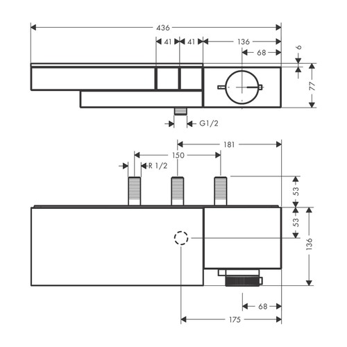 Immagine di Axor EDGE miscelatore termostatico esterno, ad incasso, per 2 utenze, finitura cromo 46240000