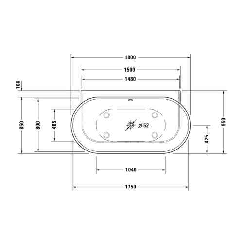 Immagine di Duravit LUV vasca da appoggio a parete, con pannello integrato e telaio, con due schienali inclinati, colore bianco 700433000000000