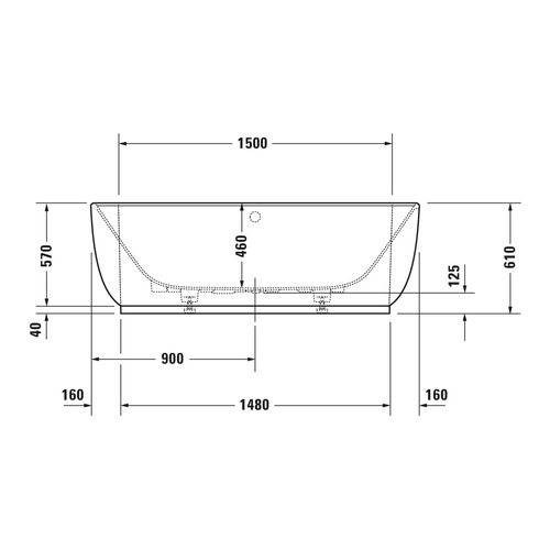 Immagine di Duravit LUV vasca da appoggio a parete, con pannello integrato e telaio, con due schienali inclinati, colore bianco 700433000000000