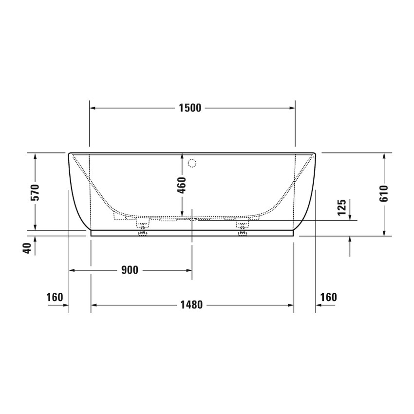 Immagine di Duravit LUV vasca da appoggio a parete, con pannello integrato e telaio, con due schienali inclinati, colore bianco 700433000000000