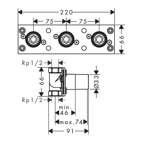 Immagine di Axor Corpo incasso per miscelatore termostatico esterno, ad incasso, per 2 utenze 45442180