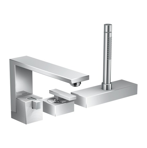 Immagine di Axor EDGE rubinetteria 3 fori, bordo vasca, con taglio a diamante, finitura cromo 46431000