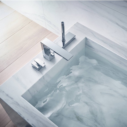 Immagine di Axor EDGE rubinetteria 3 fori, bordo vasca, con taglio a diamante, finitura cromo 46431000