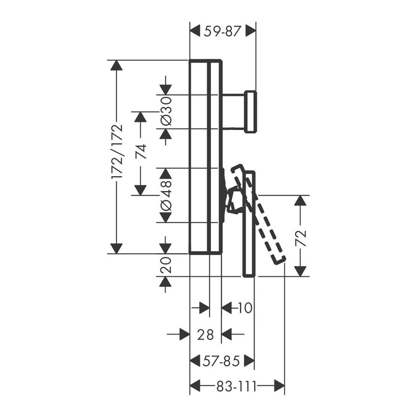 Immagine di Axor EDGE set esterno miscelatore vasca, ad incasso, finitura cromo 46450000