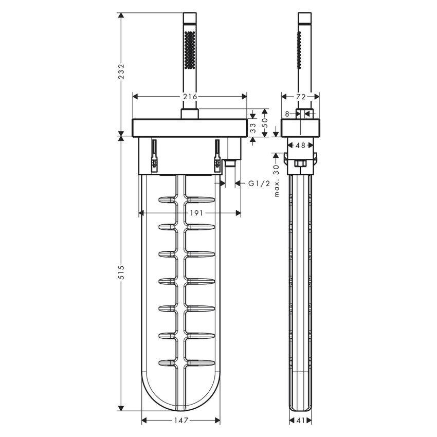 Immagine di Axor EDGE set esterno a bordo vasca, finitura cromo 46470000