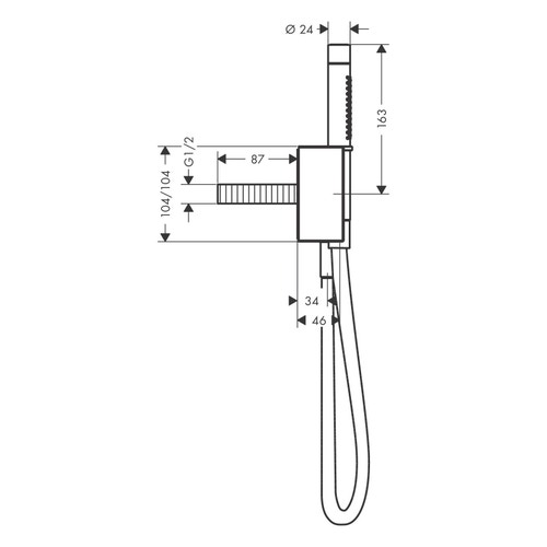 Immagine di Axor EDGE set Porter con doccetta Baton, 2 jet, con flessibile doccia, con taglio a diamante, finitura cromo 46521000