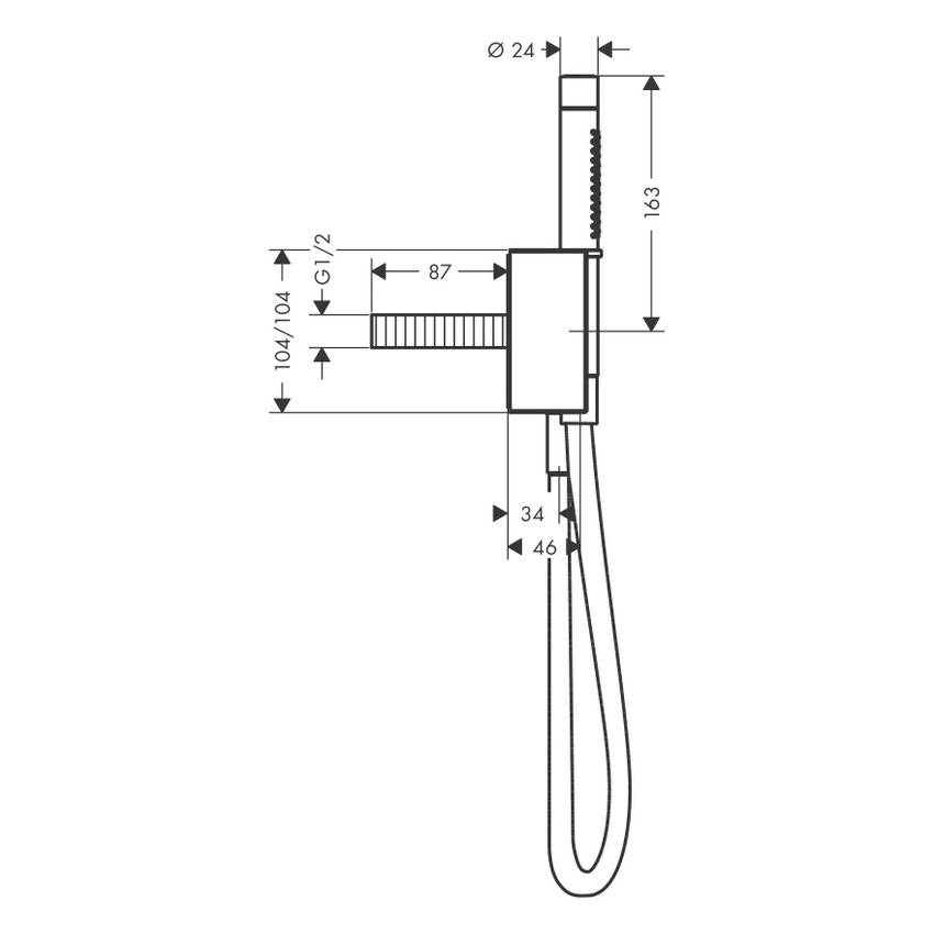 Immagine di Axor EDGE set Porter con doccetta Baton, 2 jet, con flessibile doccia, con taglio a diamante, finitura cromo 46521000