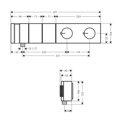Immagine di Axor EDGE modulo termostatico Select 470/100, ad incasso, per 2 utenze, con taglio a diamante, finitura cromo 46701000