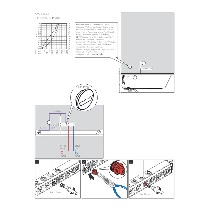 Immagine di Axor Corpo incasso set base per modulo termostatico Seleziona per 2 funzioni 18310180