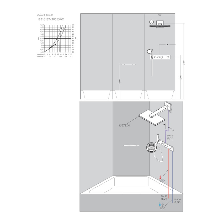 Immagine di Axor Corpo incasso set base per modulo termostatico Seleziona per 2 funzioni 18310180