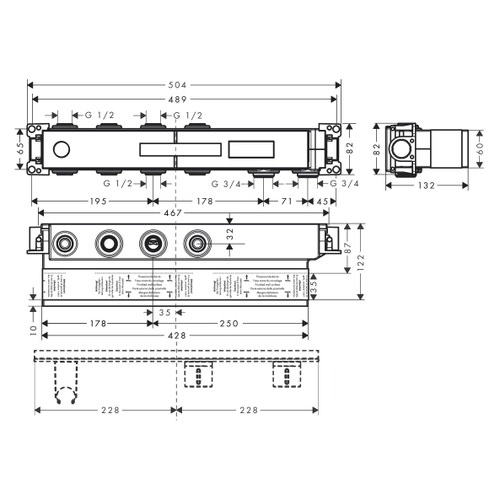 Immagine di Axor Corpo incasso set base per modulo termostatico Seleziona per 2 funzioni 18310180