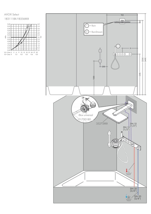 Immagine di Axor Corpo incasso set base per modulo termostatico Seleziona per 3 funzioni 18311180
