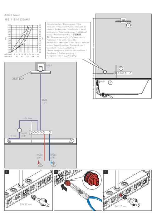 Immagine di Axor Corpo incasso set base per modulo termostatico Seleziona per 3 funzioni 18311180