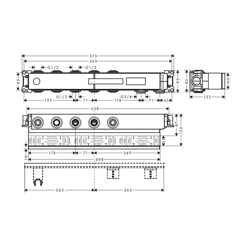 Immagine di Axor Corpo incasso set base per modulo termostatico Seleziona per 3 funzioni 18311180
