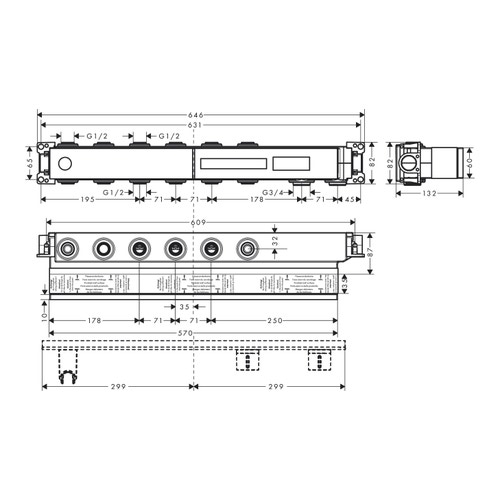 Immagine di Axor Corpo incasso set base per modulo termostatico Seleziona per 4 funzioni 18312180