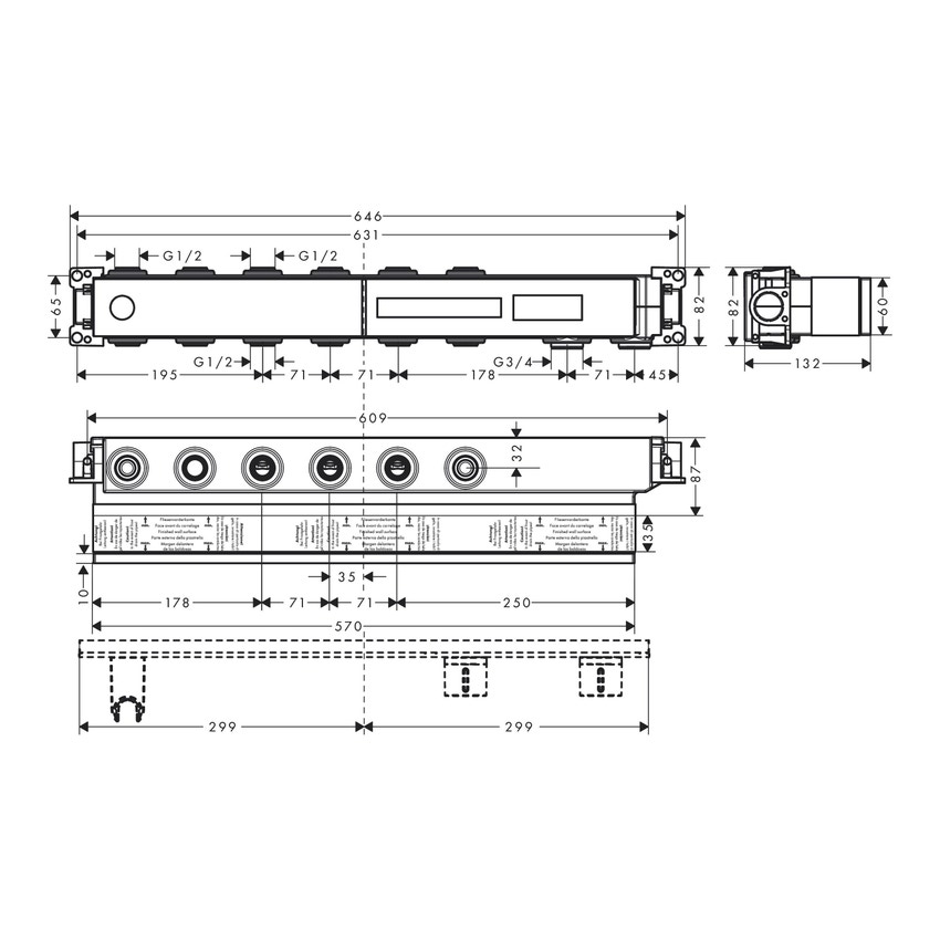 Immagine di Axor Corpo incasso set base per modulo termostatico Seleziona per 4 funzioni 18312180